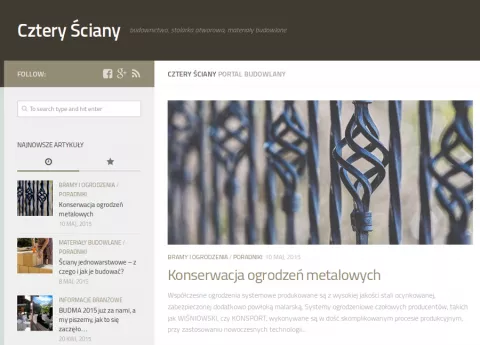 Nowości w portalu Cztery Ściany