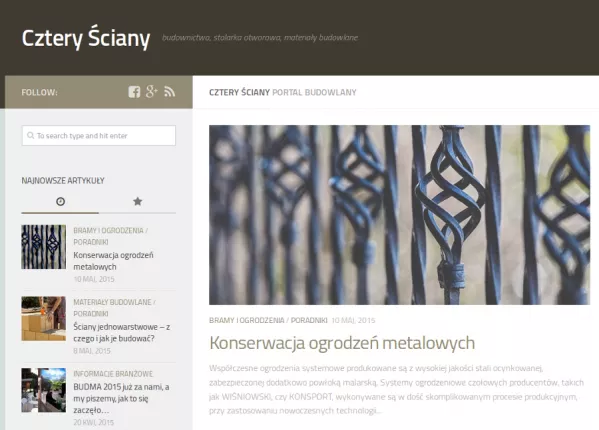 Nowości w portalu Cztery Ściany