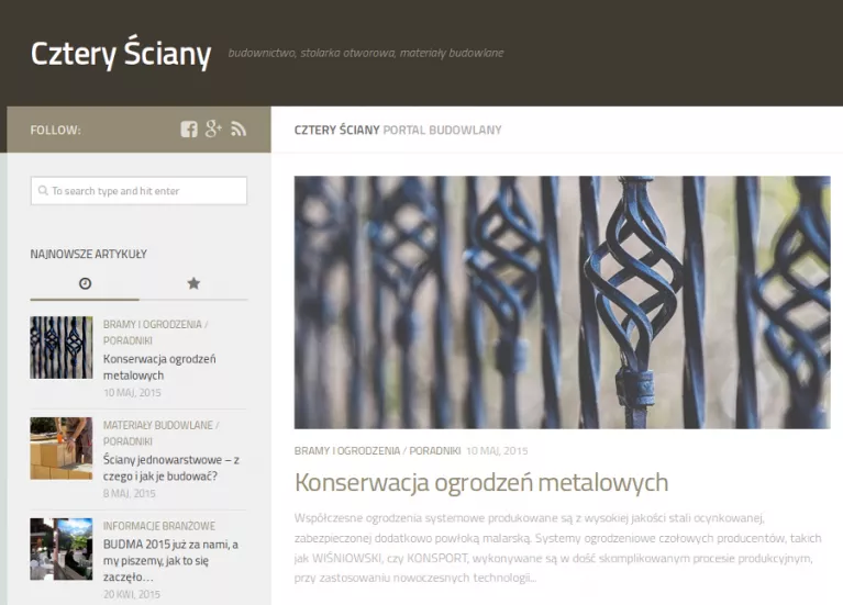 Nowości w portalu Cztery Ściany