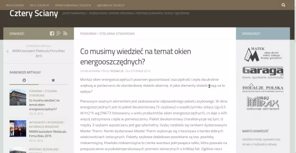 Listopadowe wydanie portalu budowlanego Cztery Ściany poleca
