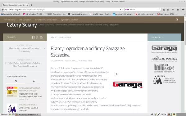 Reklama naszej firmy na portalu budowlanym Cztery Ściany