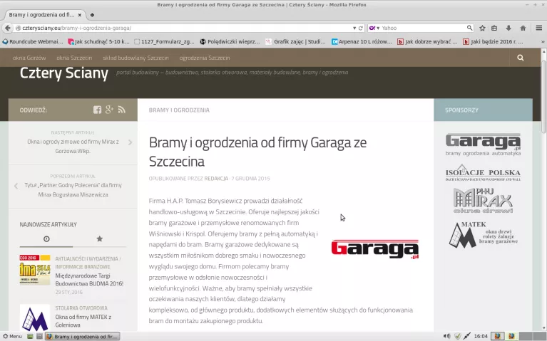 Reklama naszej firmy na portalu budowlanym Cztery Ściany
