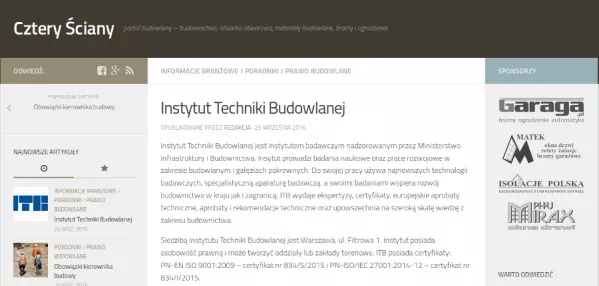 Nowe tematy na portalu budowlanym Cztery Ściany