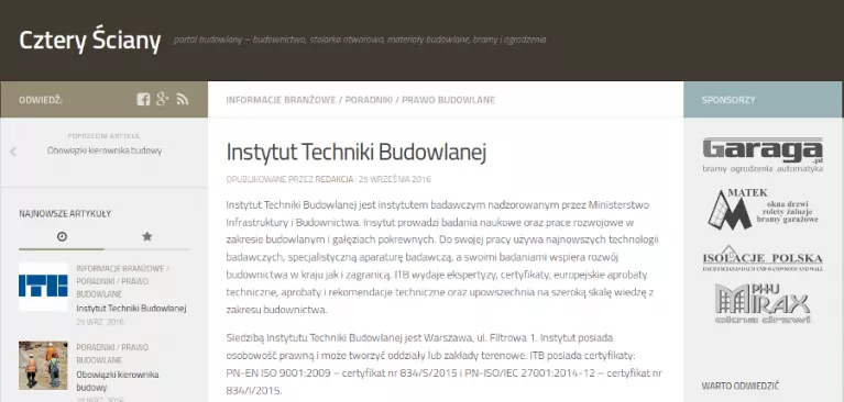 Nowe tematy na portalu budowlanym Cztery Ściany