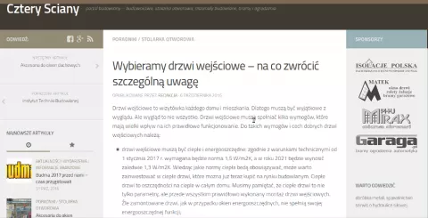 Na naszym portalu budowlanym Cztery Ściany informujemy o...