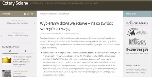 Na naszym portalu budowlanym Cztery Ściany informujemy o...