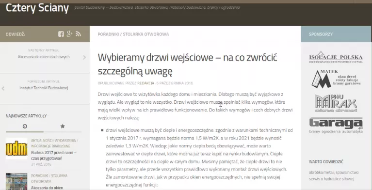 Na naszym portalu budowlanym Cztery Ściany informujemy o...