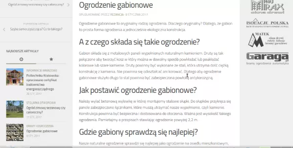 Ogrodzenie gabionowe na portalu