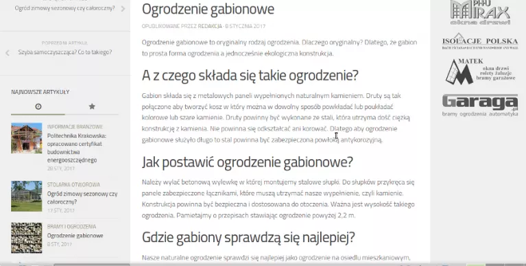 Ogrodzenie gabionowe na portalu